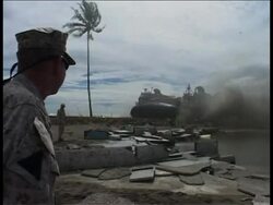 Hovercraft used to deliver aid on tsunami struck island News Clip