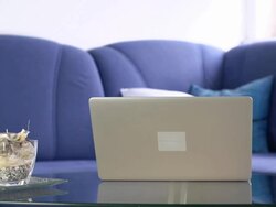 HD DOLLY: Laptop In The Sitting Room Stock Footage