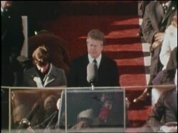 U.S. Democratic President, Jimmy Carter, says This inauguration ceremony marks a new beginning, a new dedication within our government and a new spirit, during his inauguration on January 20, 1977. News Clip