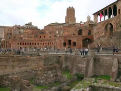 WS Foro Traiano and Foro di Nerva / Rome, Latium, Italy Stock Footage