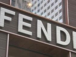 CU, Fendi sign on building exterior, New York City, New York, USA Stock Footage