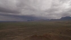 High aerial view of lightening storm at Big Bend National Park at Chilicotal Stock Footage