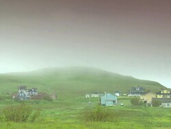 Village with a quiet fog Stock Footage