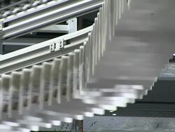 CU Shot of conveyer belts at newspaper printing office / Russelheim, Hesse, Germany Stock Footage