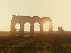 People and Sunset at Parco degli Acquedotti Stock Footage
