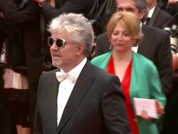 Pedro Almodovar and Marisa Parede at the You Will Meet a Tall dark Stranger Premiere: Cannes 2010 Film Festival at Cannes . (Footage by WireImage Video/GettyImages) Stock Footage