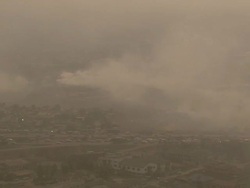 WS AERIAL View of traffic in polluted and smoking area / Lagos, Nigeria  Stock Footage
