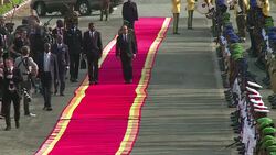 CLEAN : Frances Francois Hollande visits Benin News Clip