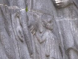 CU child in the Relief - Monument to the Ghetto Heroes Stock Footage