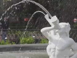 CU R/F Shot of water flowing white water fountain / Savannah, Georgia, United States Stock Footage