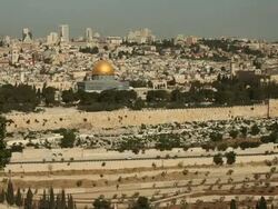 Jerusalem Skyline and Golden Dome of the Rock in Israel Stock Footage