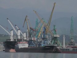 industrial dock with ships Stock Footage