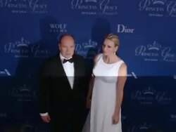 His Serene Highness Prince Albert II of Monaco, Charlene at 2014 Princess Grace Awards Gala With Presenting Sponsor Christian Dior Couture Stock Footage