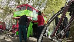 General Election 2015 - Green Party Launch Battle Bus In Bristol News Clip