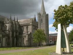 MS PAN  View of st. patrick's cathedral / Dublin, County Dublin, Ireland Stock Footage