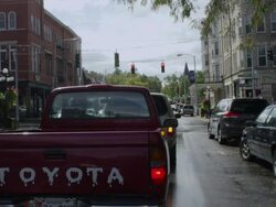 MS POV Shot of car driving through small town / Winchester, Kentucky, United States Stock Footage