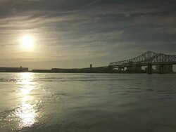 WS Mississippi river at sunset / New Orleans, Louisiana, United States Stock Footage