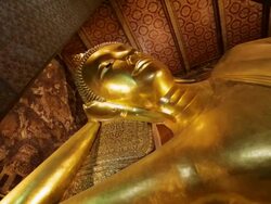 MS Statue of reclining Buddha /  Bangkok, Thailand Stock Footage