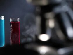 Microscope and liquid samples Stock Footage