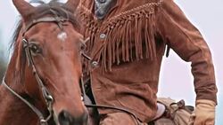 SLO MO TU Rancher on his horse Stock Footage