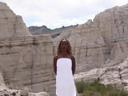 MS Shot of Black woman in desert / Santa Fe, New Mexico, United States Stock Footage