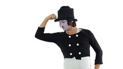 Mime artist showing his muscles. Stock Footage