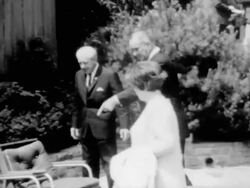 Australian Prime Minister Harold Holt visits with LBJ at Camp David Stock Footage