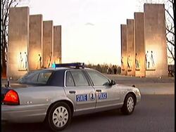 State police at Virginia Tech after massacre Stock Footage