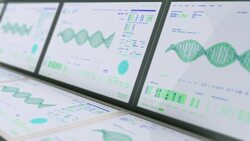 DNA Analysis Interface Monitors Stock Footage