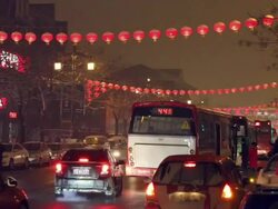 LS Night street scene with traffic/xian,shaanxi,china Stock Footage