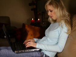 Woman with laptop Stock Footage