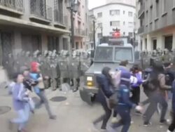 Students clash with police during education protes Stock Footage