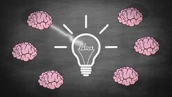 brainstorming brains that together make an idea Stock Footage