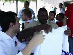 Shaquille O'Neal at Shaquille O'Neal tours Monterrey, Mexico Stock Footage
