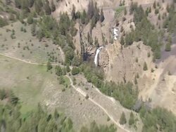 WS AERIAL ZI View of waterfall with tourist spot / Wyoming, United States Stock Footage