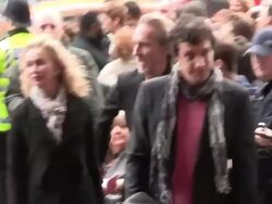 Angie Rutherford & Mike Rutherford at  We Will Rock You - 10 Year Anniversary Celebration at Dominion Theatre on May 14, 2012 in London, England (Footage by WireImage Video/Getty Images) Stock Footage