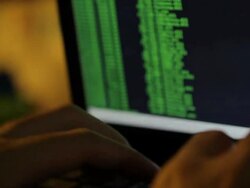 HD : Using Laptop in Text Mode Stock Footage