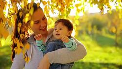 Mother and son in nature Stock Footage