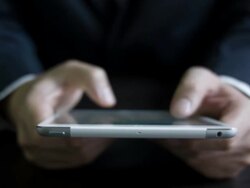 Business man working with a digital tablet Stock Footage