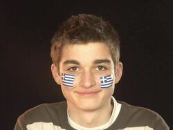 Smiling Patriotic Greece male - HD &amp; PAL Stock Footage