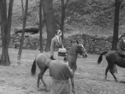 First lady Eleanor Roosevelt takes horseback ride Stock Footage