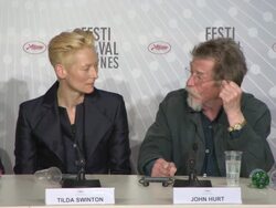 INTERVIEW - John Hurt on Shakespeare, authorship and on his character at 'Only Lovers Left Alive' Press Conference on May 25, 2013 in Cannes, France. (Footage by WireImage Video/Getty Images) Stock Footage
