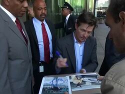 Michael J. Fox with fans at the SiriusXM Radio studio in New York, NY, on 9/24/13. (Getty Images Entertainment Video) Stock Footage
