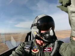 WS F-16 pilot inside cockpit during takeoff, Aurora, Colorado, USA Stock Footage