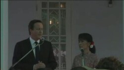 British PM Cameron and Aung Sung Suu Kyi hold press conference News Clip