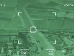 Night Vision Aerial Bombardment Stock Footage