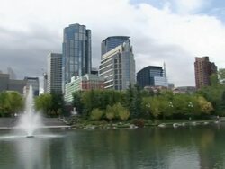WS PAN View of Princes Islands Park / Calgary, Alberta, Canada    Stock Footage