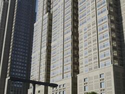 Facade of the Shinjuku City Hall in Shinjuku West, Tokyo, Japan Stock Footage