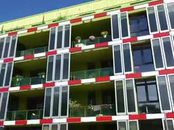 Ecological sustainable green residence building Stock Footage