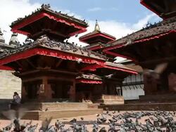 View of Durbar square in Bhaktapur Nepal in the Kathmandu Valley, Asia Stock Footage